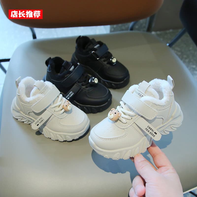 Crianças crianças dois sapatos de algodão meninos velo-velo papai sapatos inverno novo estilo bebê sola macia Todd