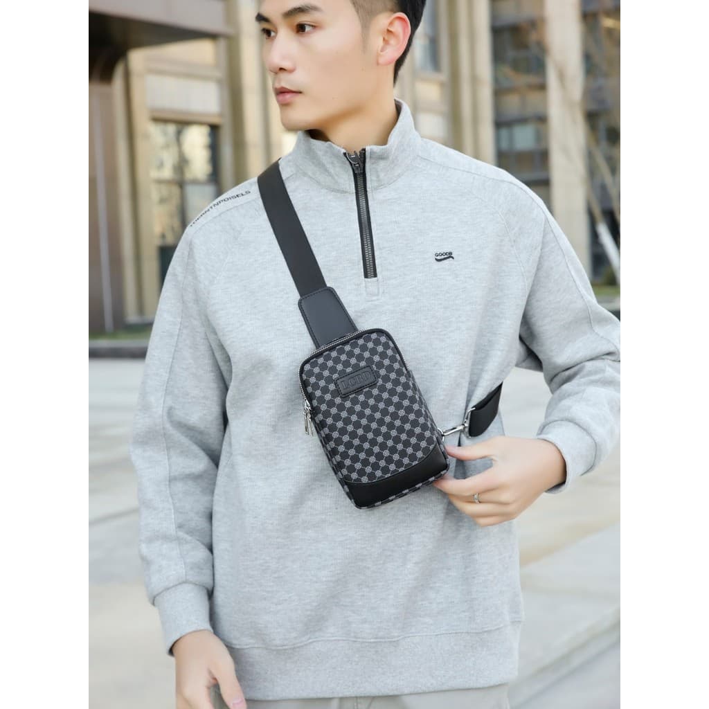 Homens impresso saco do telefone móvel portátil mensageiro pequeno saco de peito masculino Street Wear Retro ombro peque