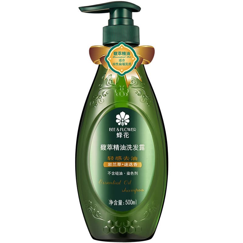 Shampoo de óleo essencial de extrato de flor de abelha, shampoo de limpeza hidratante adequado para cabelos lisos oleoso