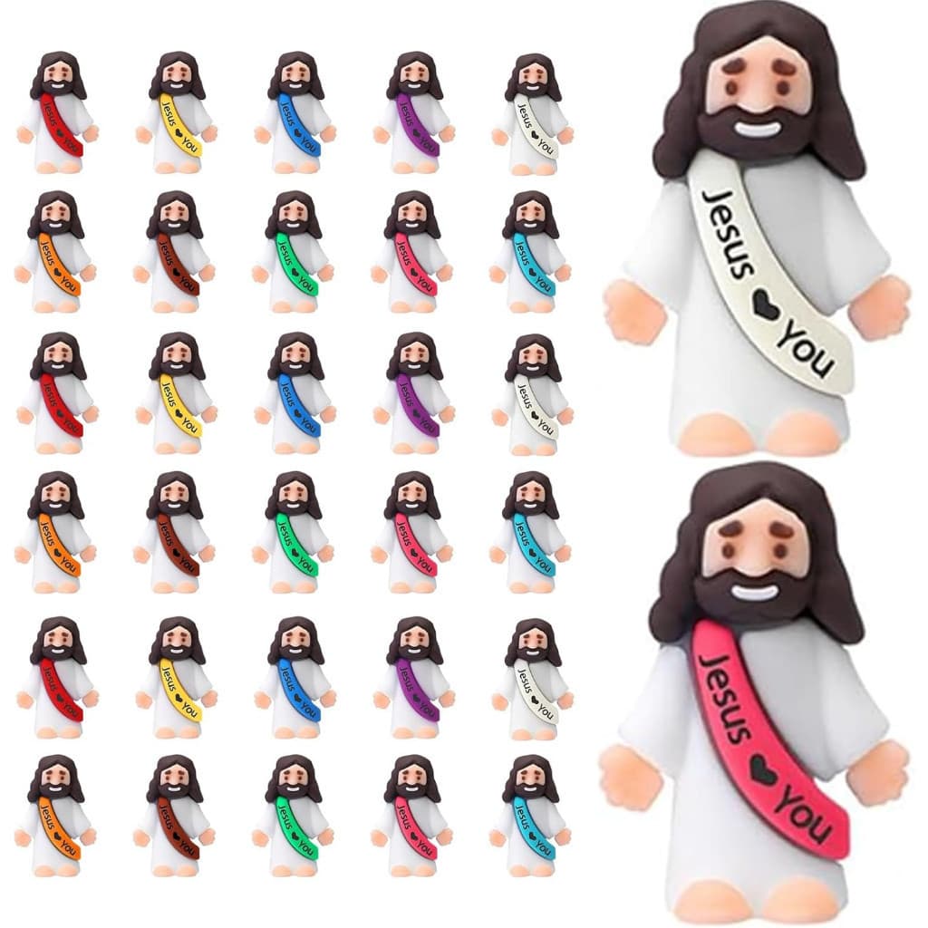20/50 Peças de Mini Figuras de Jesus - Estatuetas de Borracha 'Eu Te Amo' para Arte de Esconder e Buscar