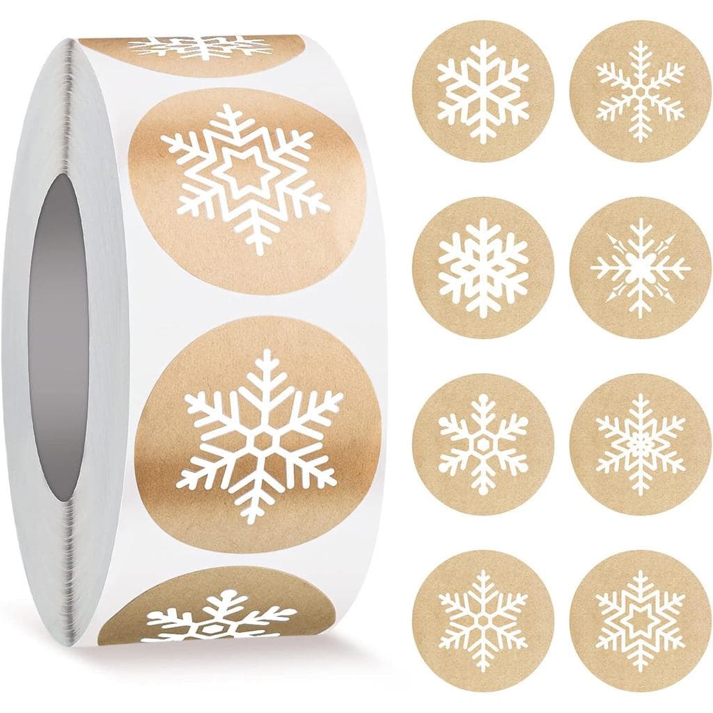 1000 Peças de Adesivos de Floco de Neve de 1,5 Polegadas para Envelopes de Natal e Feriados - 8 Estilos de Selos de Nata