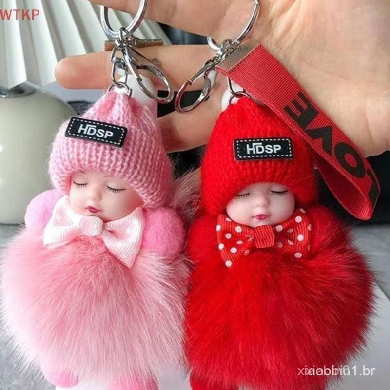 Quente Dormindo Bebê Chaveiro Bonito Fofo Boneca De Pelúcia Chaveiros Feminino Menina Sacos Pingente Carros Bapa Decoraç