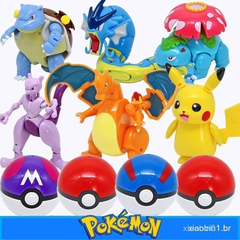 1 conjunto de bolso Brinquedos Reais Pokémon Pikachu Monstro Ação Personagem Jogo Poke Bola Modelo Crianceas BI