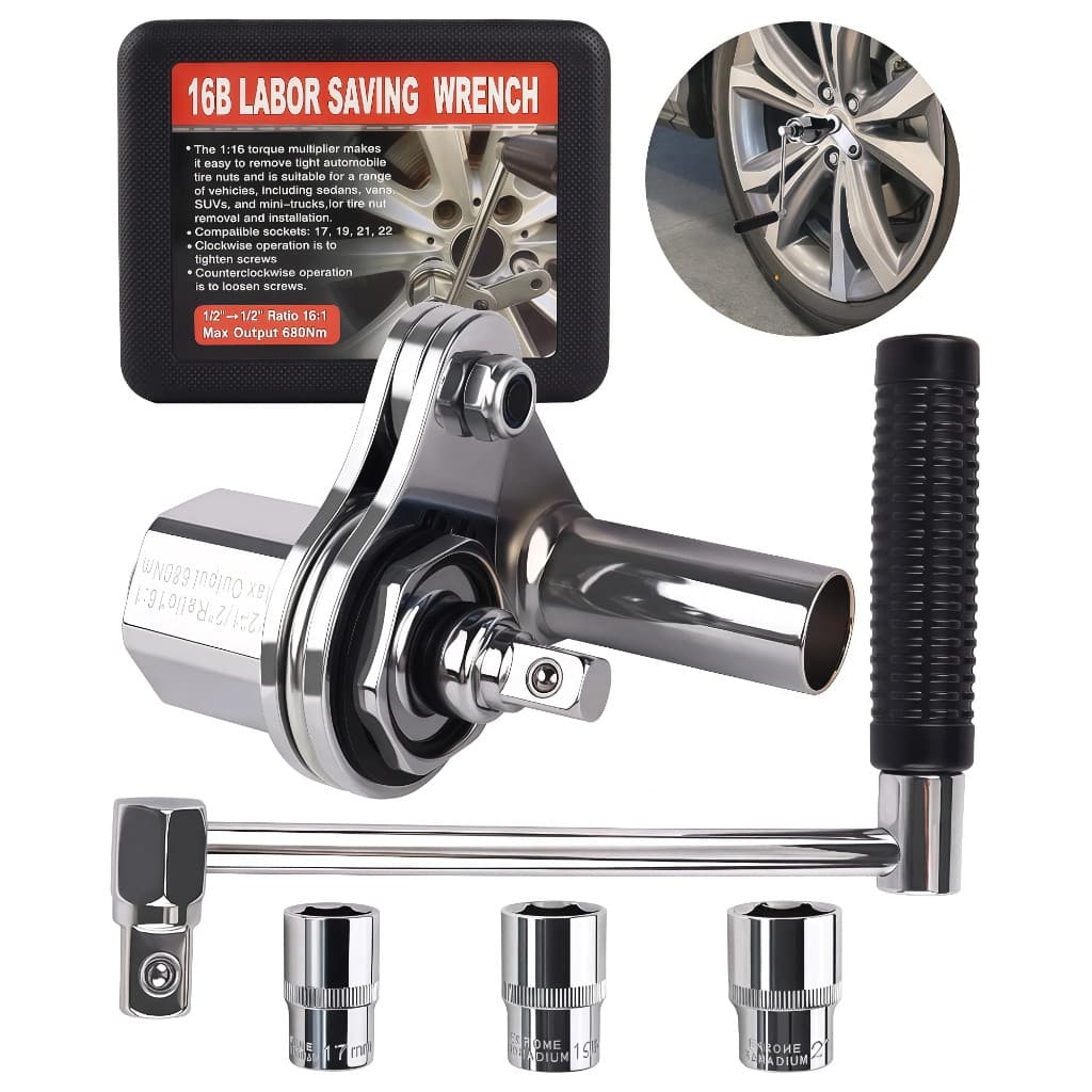 Desforcímetro Veicular Multiplicador Torque Portátil 1/2" Polegadas 680Nm 3 Soquetes Maleta Para Carros/SUVs