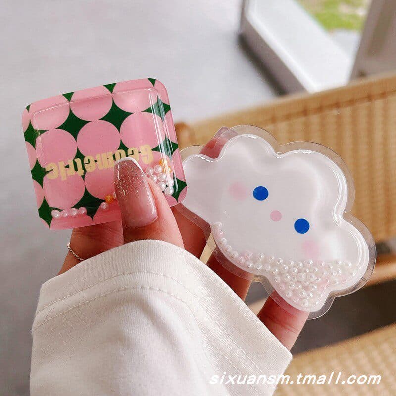 magsafe popsocket griptok magsafe Cartoon Cute Cloud White Cloud Expression Square Polka Dot magsafe Magnético Glitter A