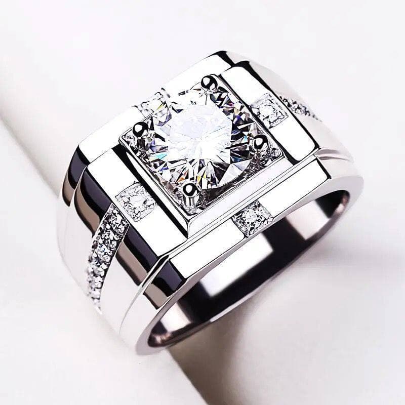 kit anel anel solitario Anel de Moissanite americano genuíno masculino S925 prata 2 quilates anel de diamante atmosféric