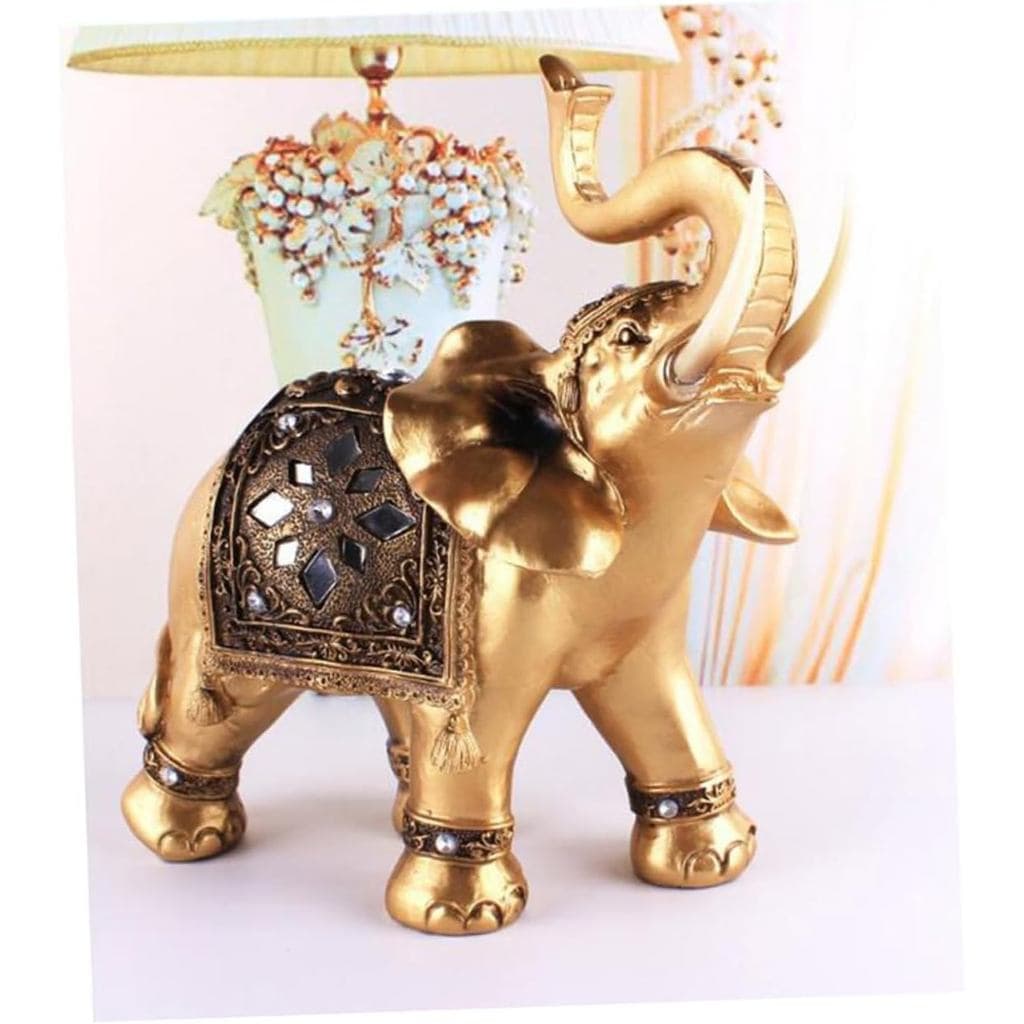 Decoração de Casa em Resina de Elefante ABOOFAN, Ornamento Dourado de Tamanho Médio para Casamentos e Estatueta de Elefa
