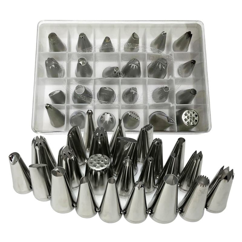 24 cabeças 304 conjunto de pontas de decoração de aço inoxidável biscoito bolo decoração ferramentas de cozimento Puff e