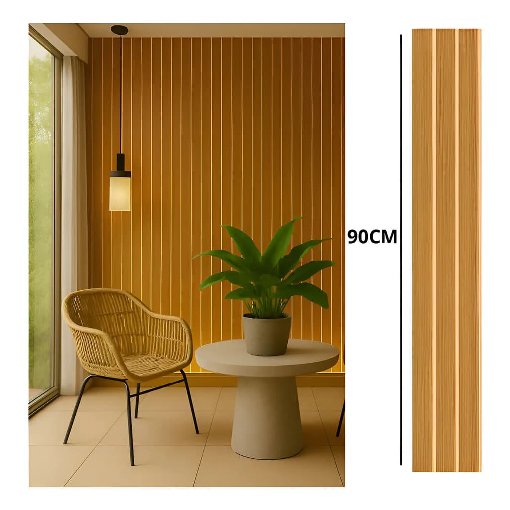 kit 25 placas ripadas 90x11 painel madeira parede decorativa cabeceira 2,5m²