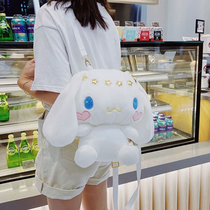 Sanrio Cinnamoroll mochila de pelúcia dos desenhos animados menina bonito Kuromi Melody Kitty Pochacco bolsa de ombro