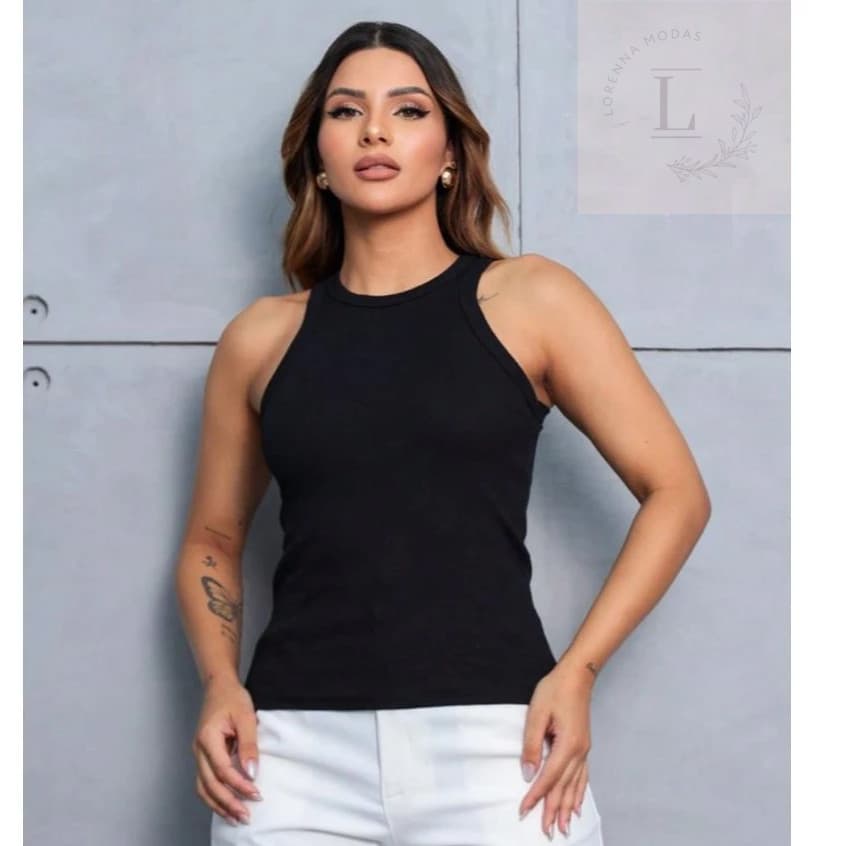 Blusa Regata Ribana Feminina Moda Casual Confortável Elegante
