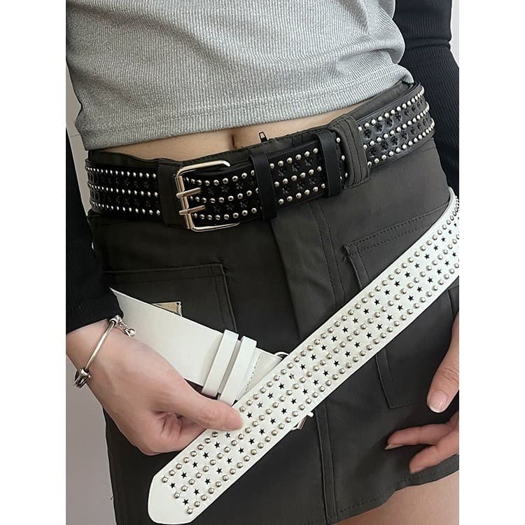 Cinto feminino estilo Punk menina estilo americano rebite cinto largo duplo Breasted cinto quente menina Y2K cinto decor