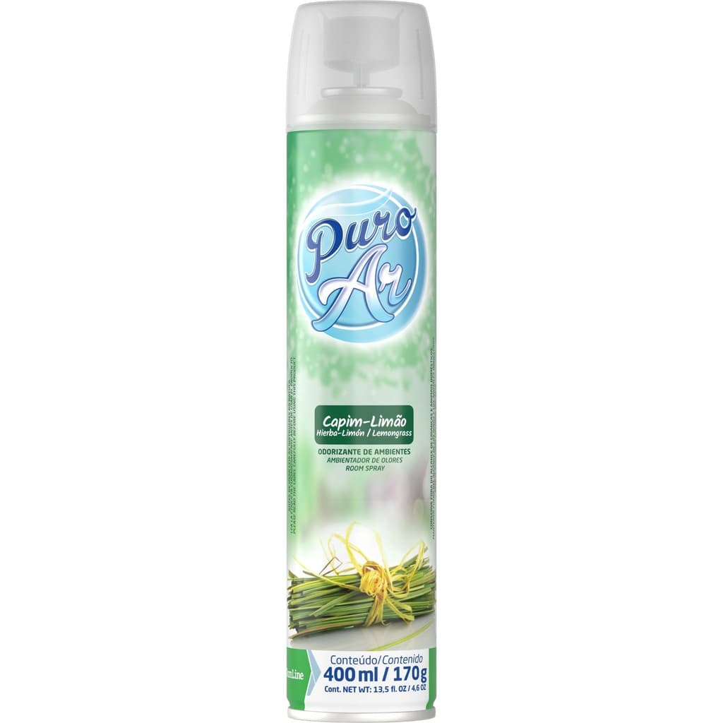 Odorizador Puro Ar 400ml Longa Duração Fácil Aplicação Capim Limão