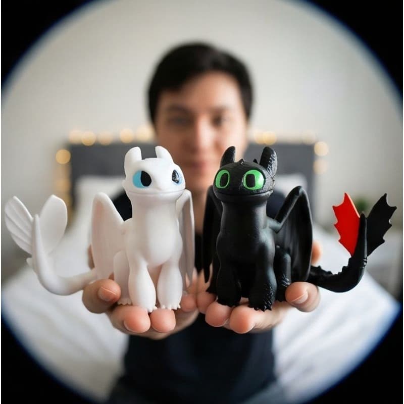 Banguela e fúria da luz, como treinar seu dragão decoração de quarto dragão escultura nerd casal de dragões