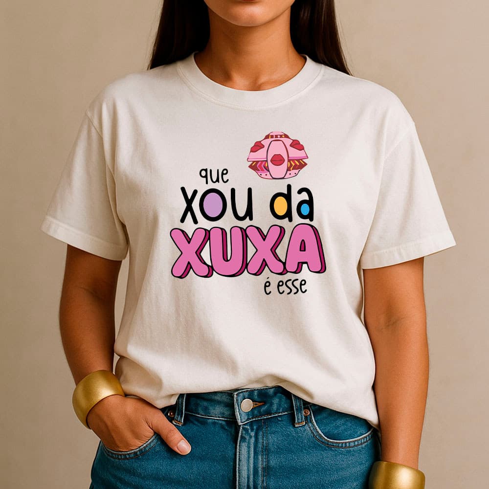 Camiseta Feminina 100% Algodão Camisa Xuxa Que Xou Da Xuxa Meme  Casual Dia a Dia