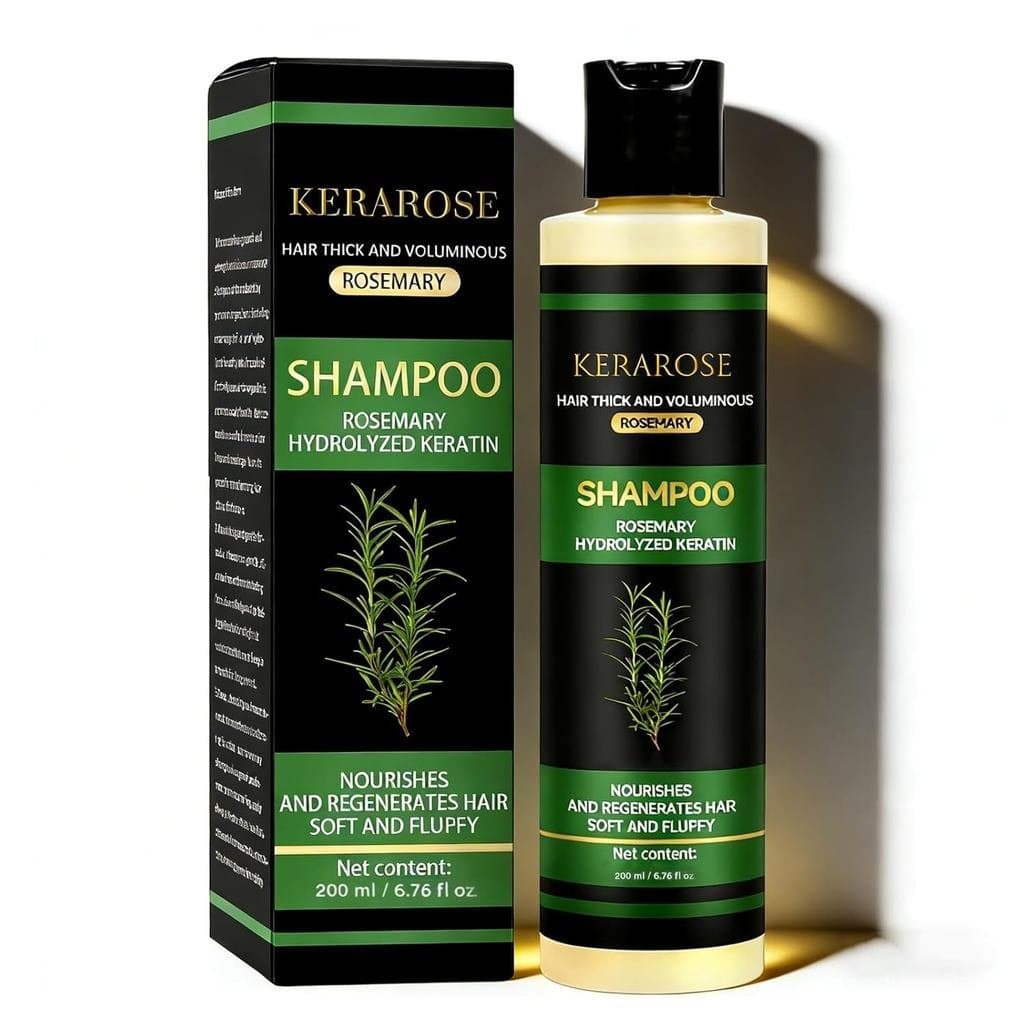 Shampoo Kerarose para Crescimento Capilar com Alecrim, Shampoo Espessante e Fortificante com Queratina Hidrolisada e Ext