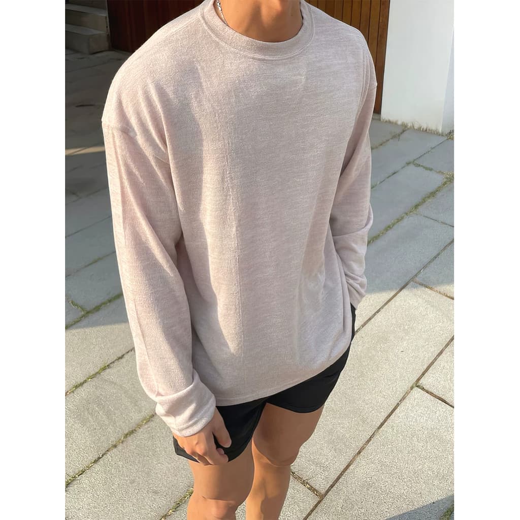 Camiseta esportiva ao ar livre masculina fina floco de neve linho solto blusa de manga comprida preguiçoso sensação solt