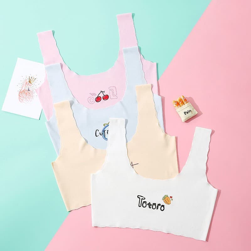 Meninas roupa interior de seda gelo sem costura meninas crianças colete 8-15 anos de idade médio grande crianças estudan