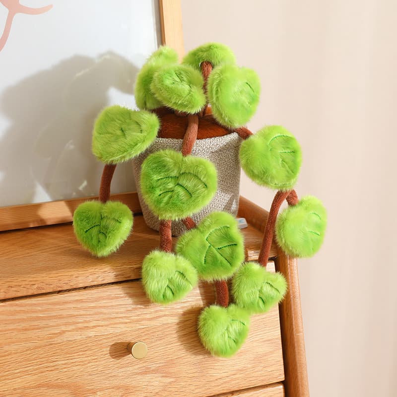 Simulação transfronteiriça planta verde folha verde brinquedo de pelúcia pendurado endro verde vaso boneca namorada lemb
