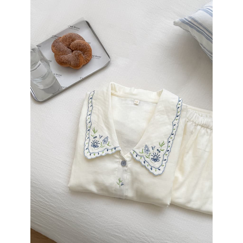 Creme Branco |Pijamas de algodão puro feminino 2026 novo estilo verão primavera outono High-End sentimento dupla camada