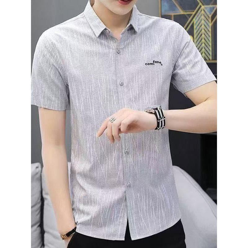 2026 verão camisa de manga curta masculina versão coreana moda na moda camisa bordada magro-ajuste trabalho profissão ma