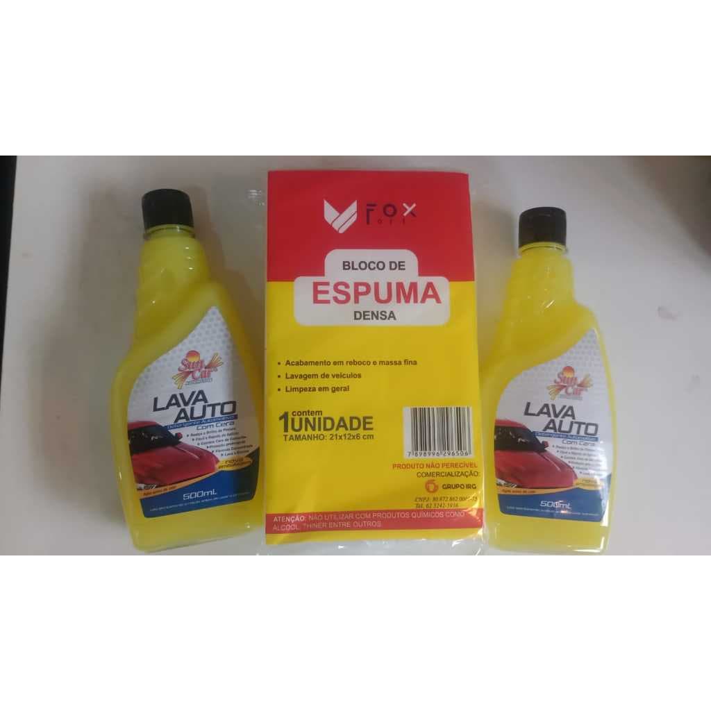 KIT COM DOIS LAVA AUTO LIQUIDO  COM CERA DE 500 ML + BUCHA