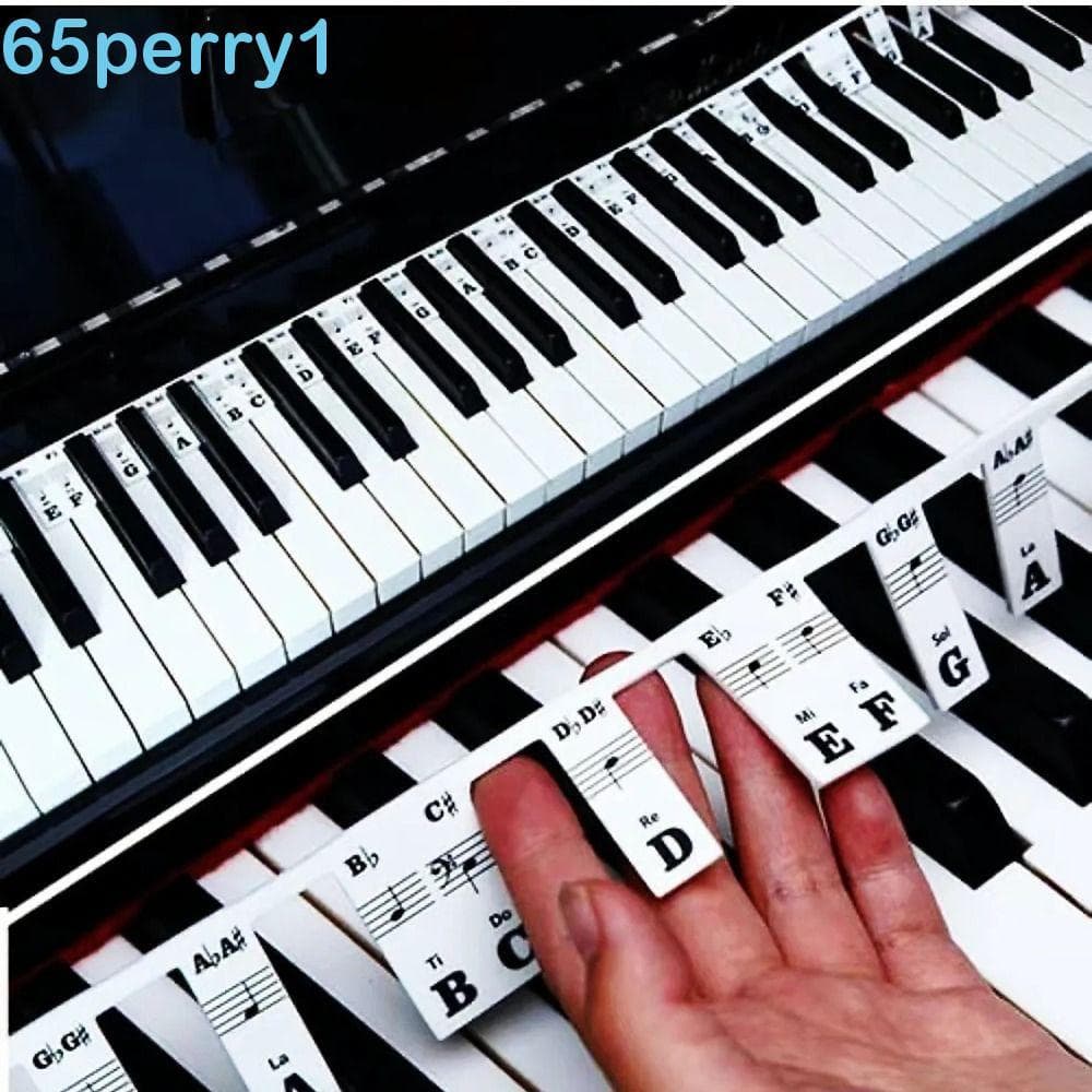 Etiquetas De Teclas De Piano PERRY1 , Nota De Teclado Reutilizável De Silicone , Adesivo Colorido De 88