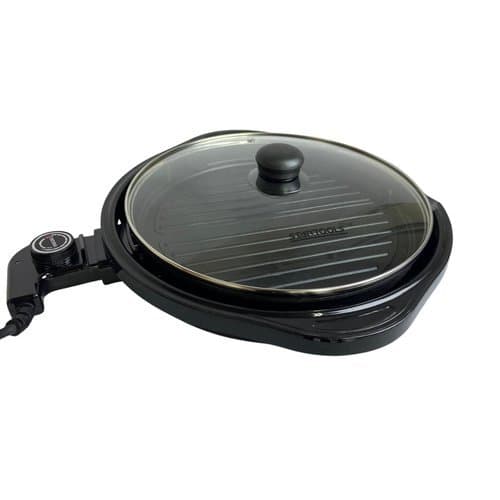 Grill Eletrico Redondo Compacto Controle Termostato Ajustavel Cozinha Facil Preto 127v