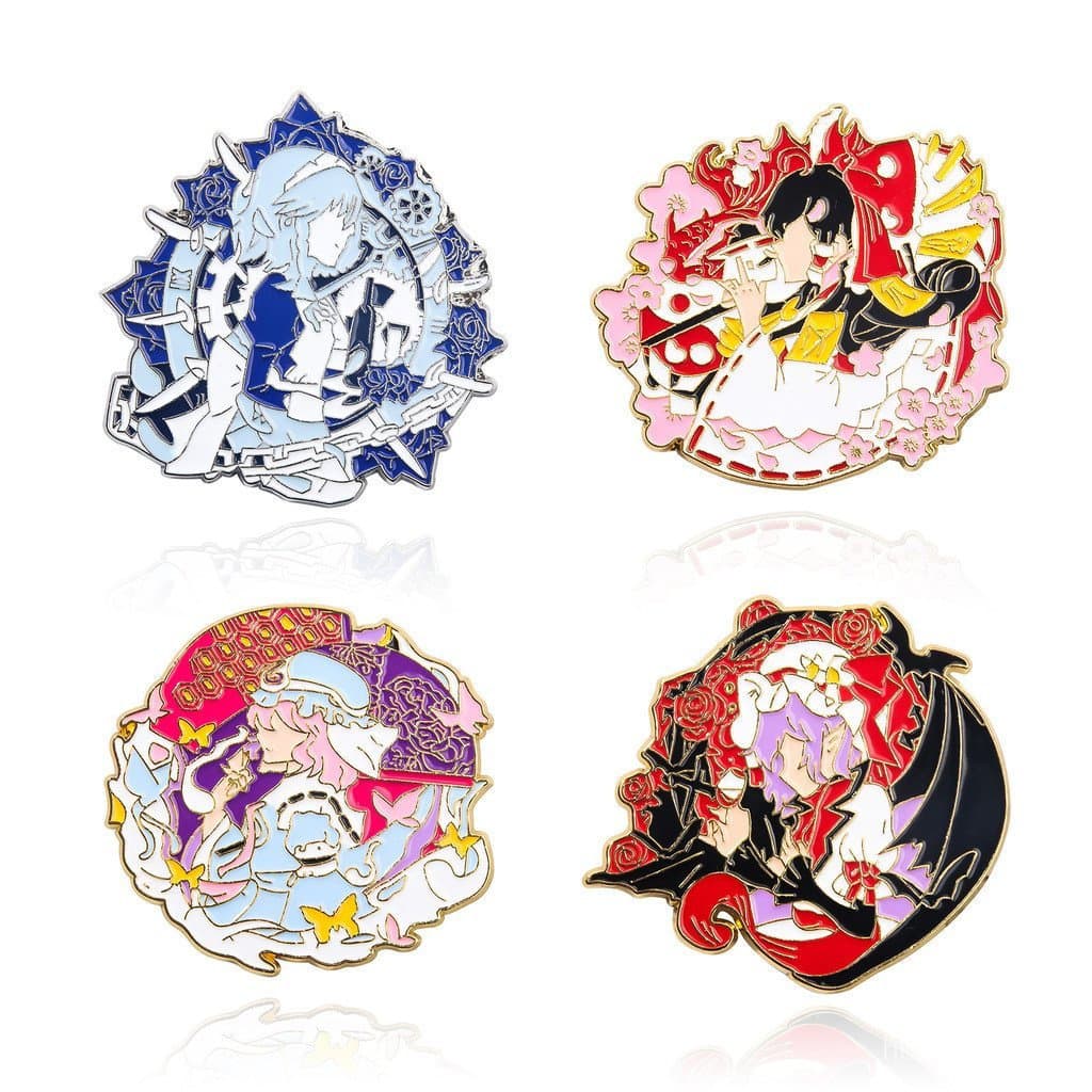 Broches de merchandising do jogo Touhou Project: Borei, Reimu, Yuyuko, Miss Izayoi, desenho animado ONCN