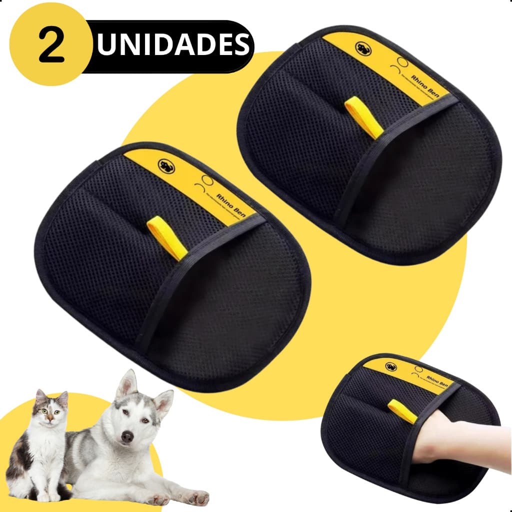 Kit Luva Pet Removedora De Pelos Gato Cachorro Sofá Cama Escova Mágica