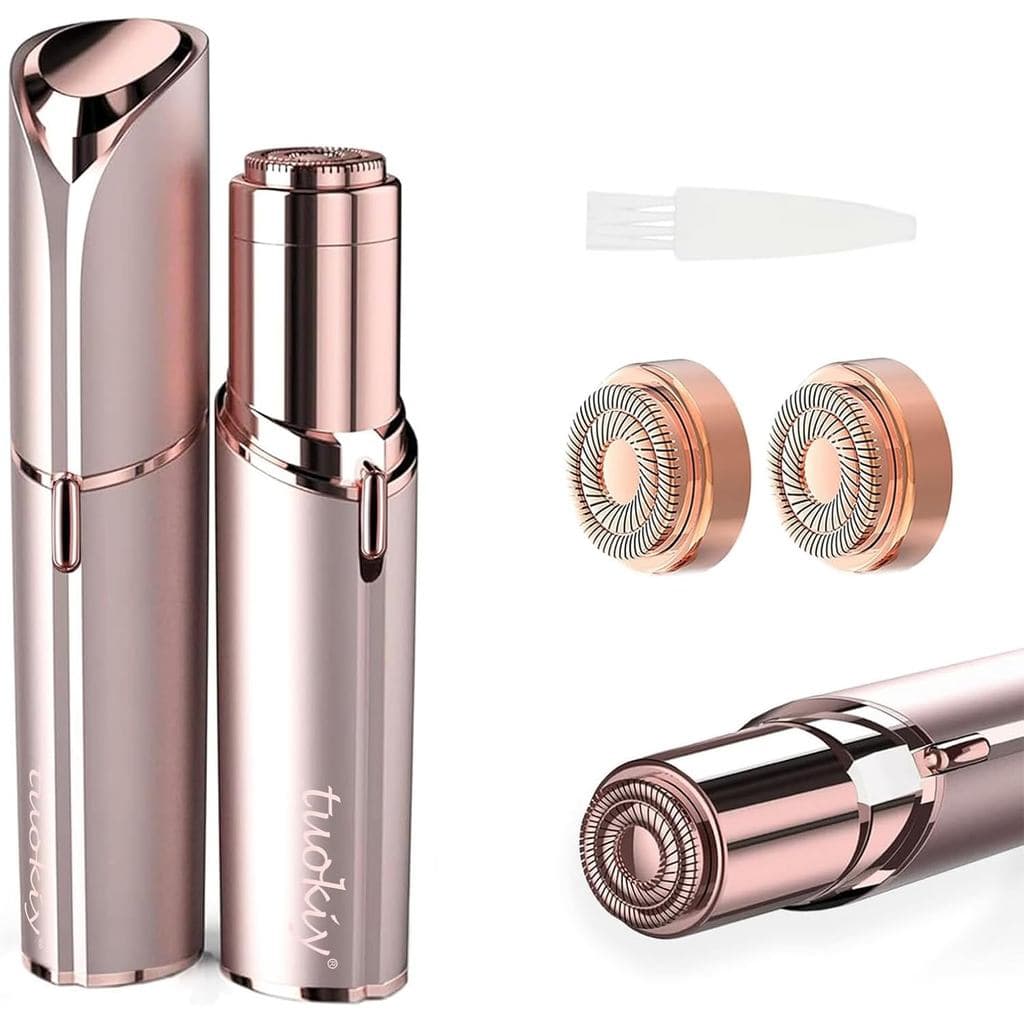 Dispositivo de Remoção de Pelos Faciais Feminino Tuokiy, Funciona com Bateria, com 2 Cabeças Substituíveis, Aparelho de