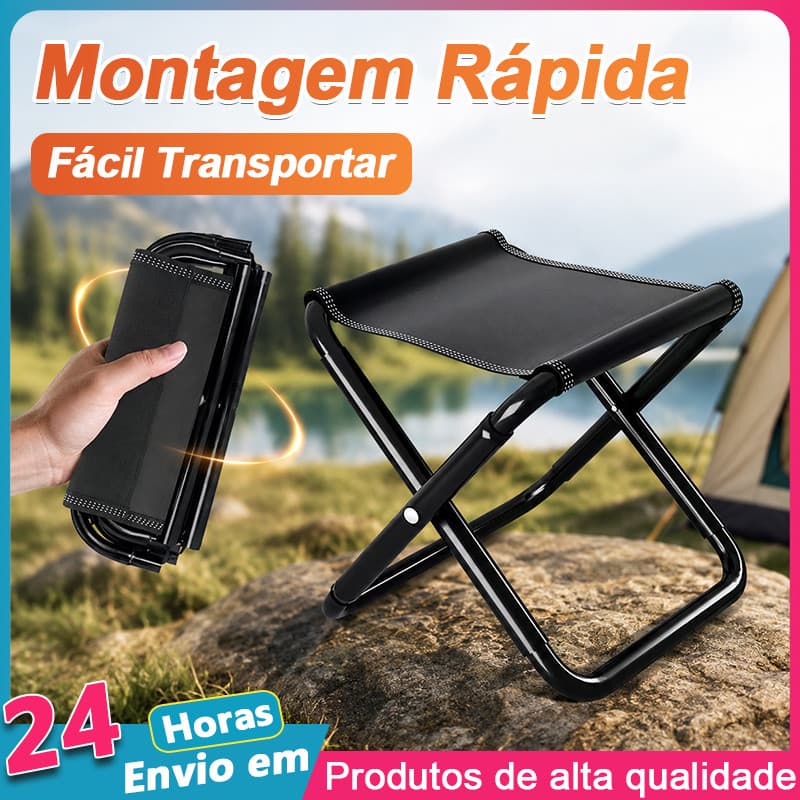 Banqueta Dobrável Portátil 100kg Suporta Cadeira de Pesca Acampamento Piquenique Leve ao Ar Livre