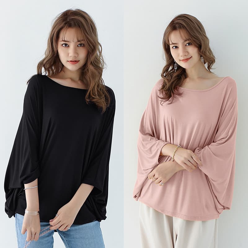 Verão outono versão coreana roupas femininas Modal boneca manga solta manga curta camiseta mais magro olhar topo cor sól