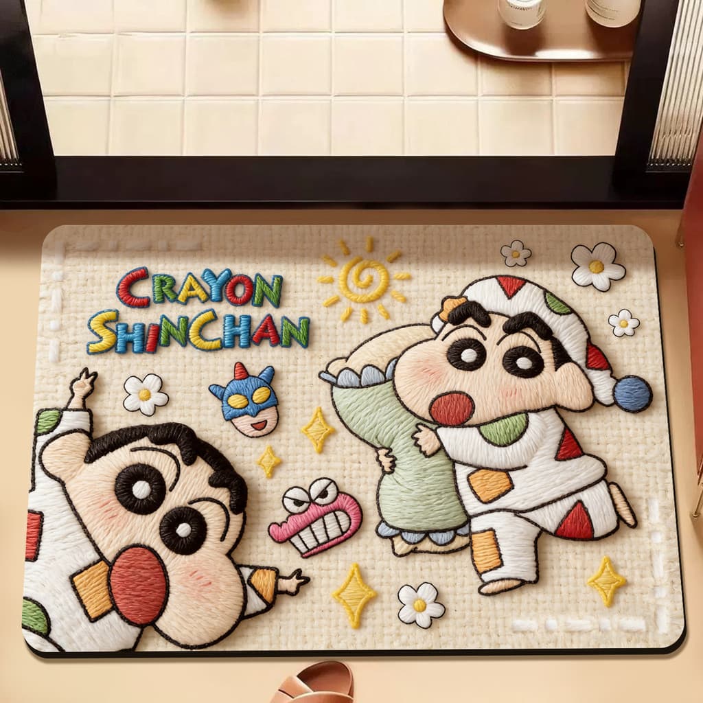Crayon Shin-Chan banho antiderrapante tapete de chão porta do banheiro Diatom lama absorver água toalete pés esteira