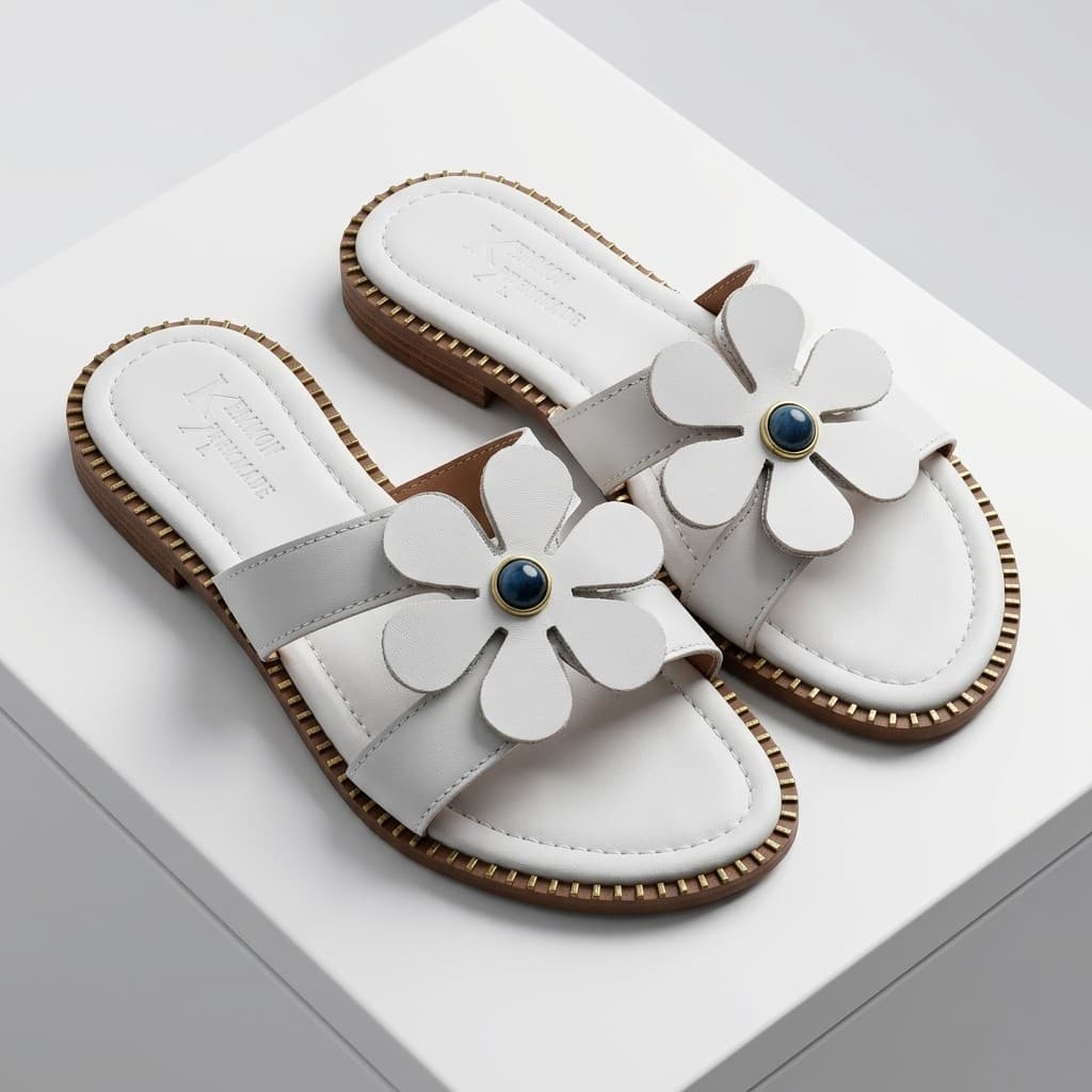 Sandália Rasteirinha Slide Feminina Branca Casual Flor Confortável Lançamento Premium Promoção