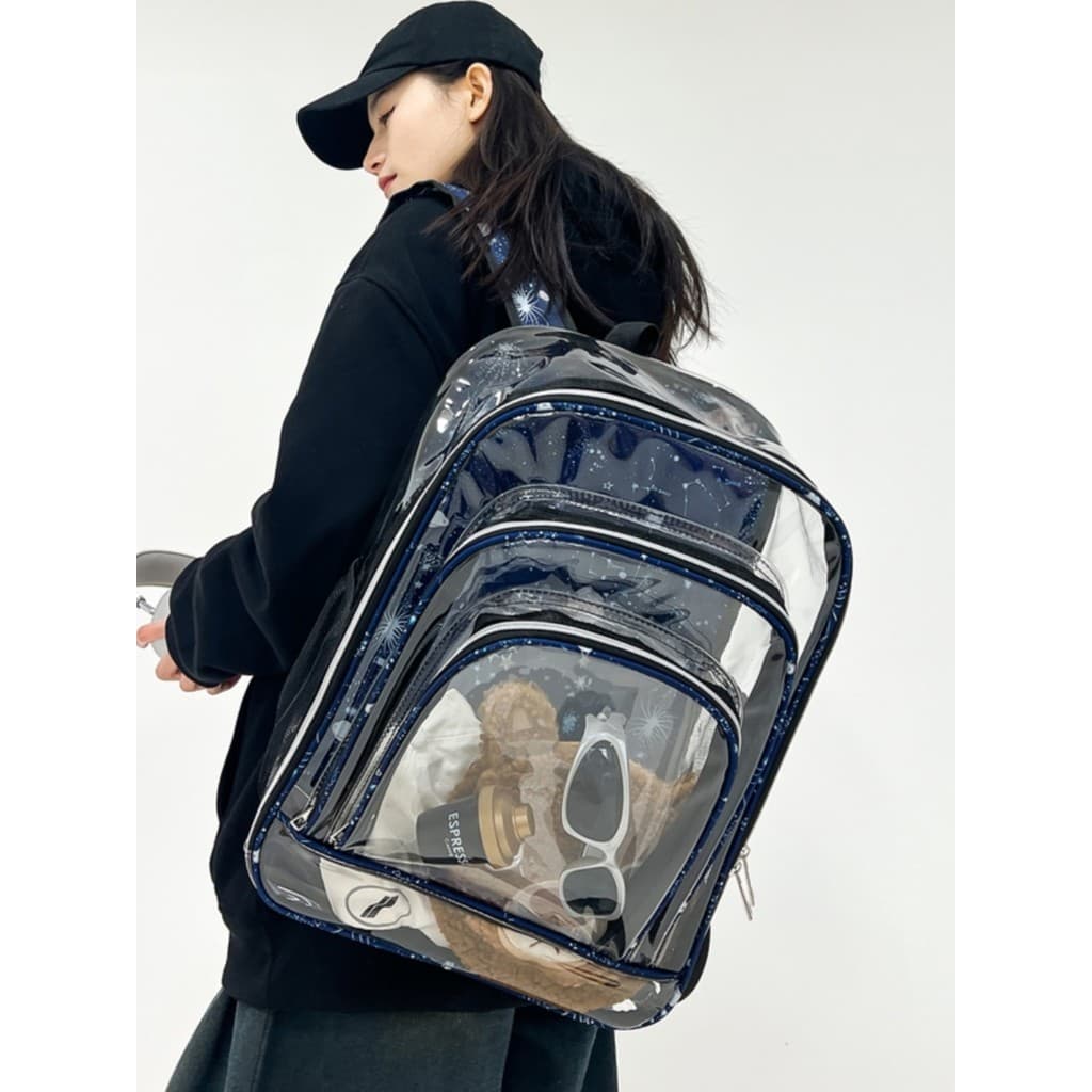 Transparente transparente mochila geléia mochila simples estudante mochila grande capacidade PVC à prova dwaterproof águ