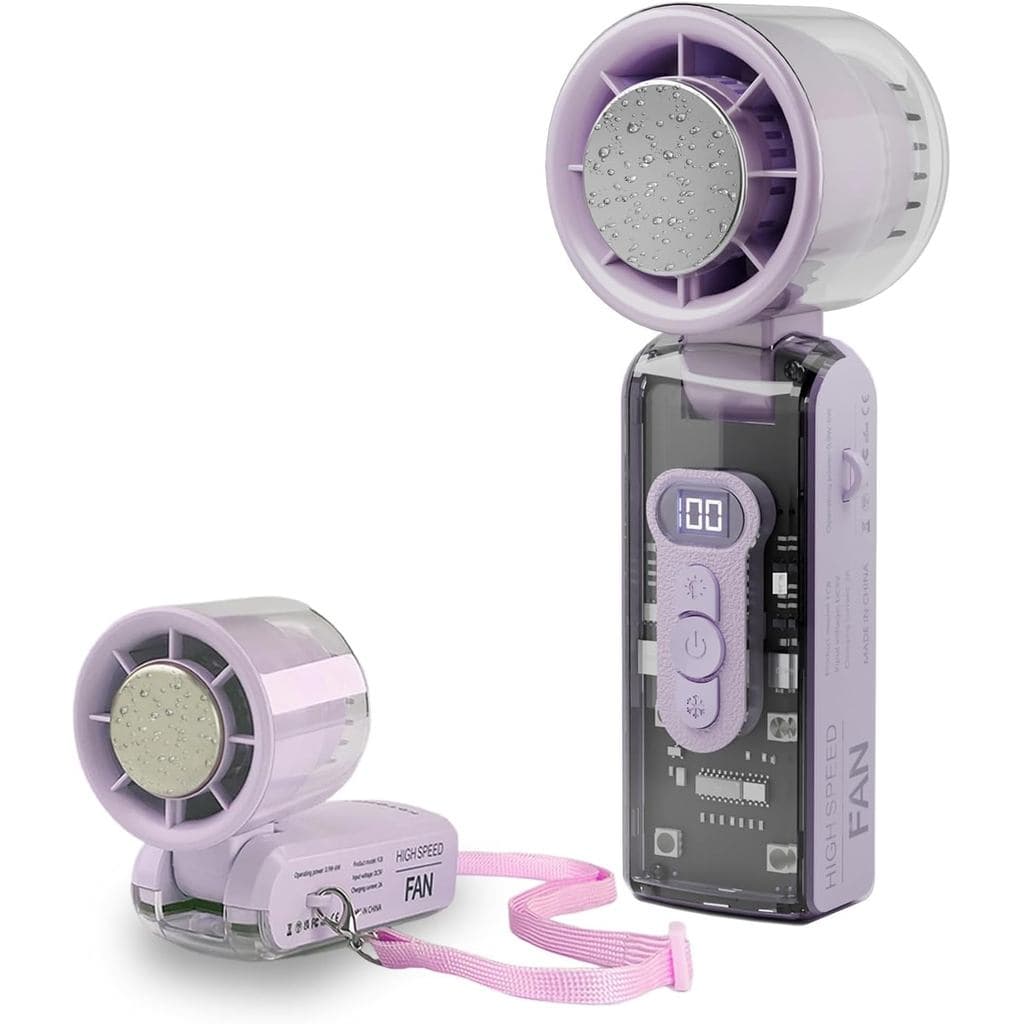Ventilador Portátil de Mão com Resfriador de Gelo, Ventilador Turbo Recarregável por USB com Ar Frio, Ventiladores Pesso