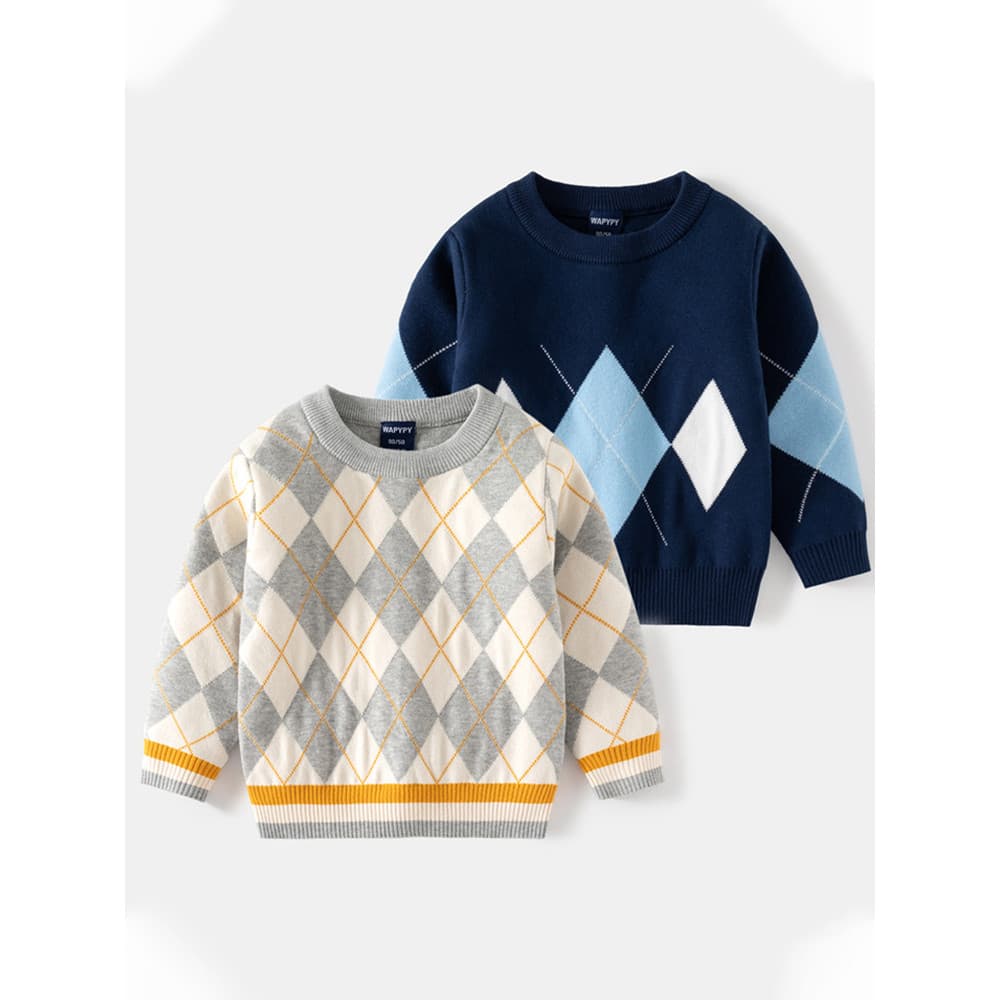 Roupas infantis suéteres para meninos 2026 primavera inverno novo estilo camisa de fundo de diamante infantil pulôver de