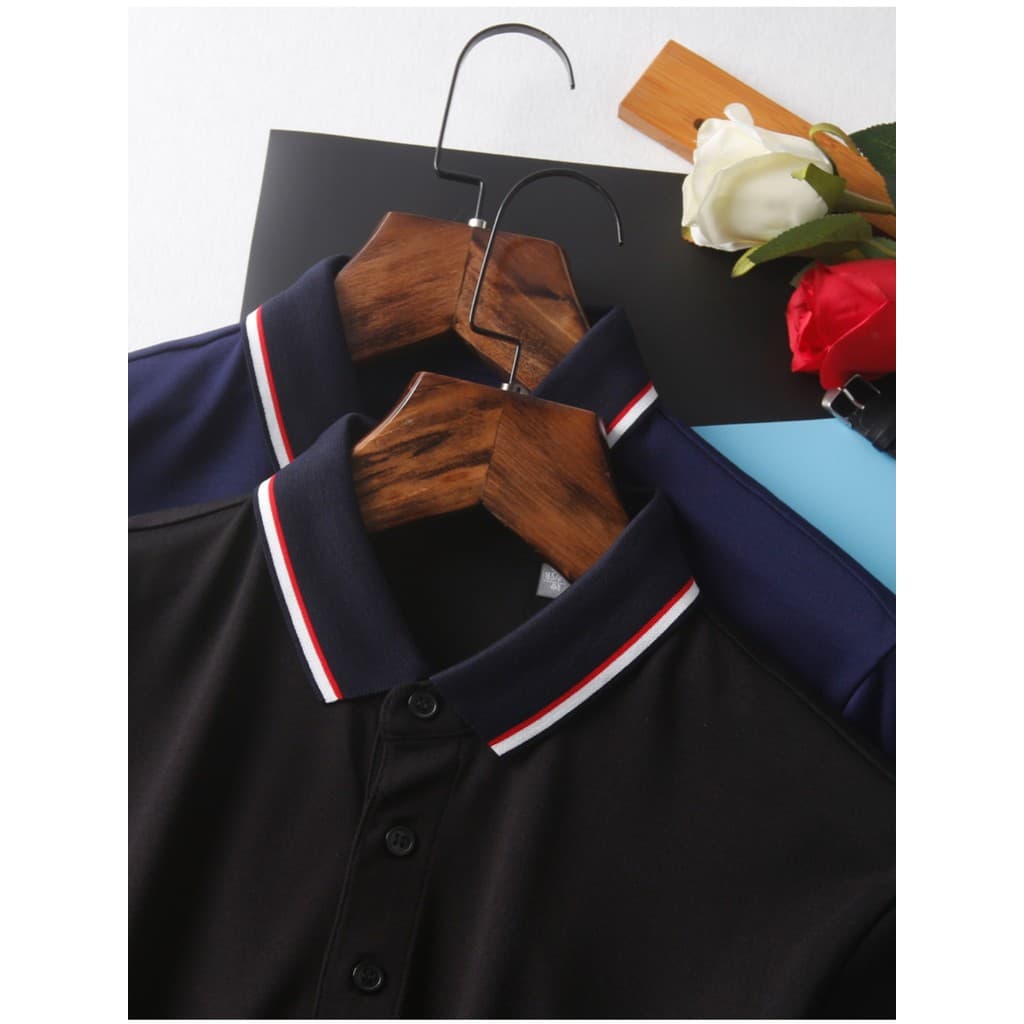 HL10044 masculino série D negócios Casual manga comprida camiseta primavera outono camisa de fundo lapela moda bordado