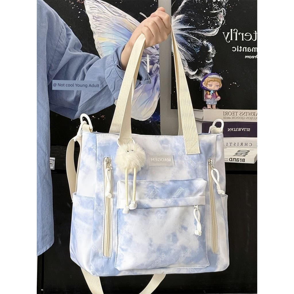 bolsa feminina bolsa transversal feminino Tie-Dye Bolsa mensageiro leve de um ombro de grande capacidade Design de nicho