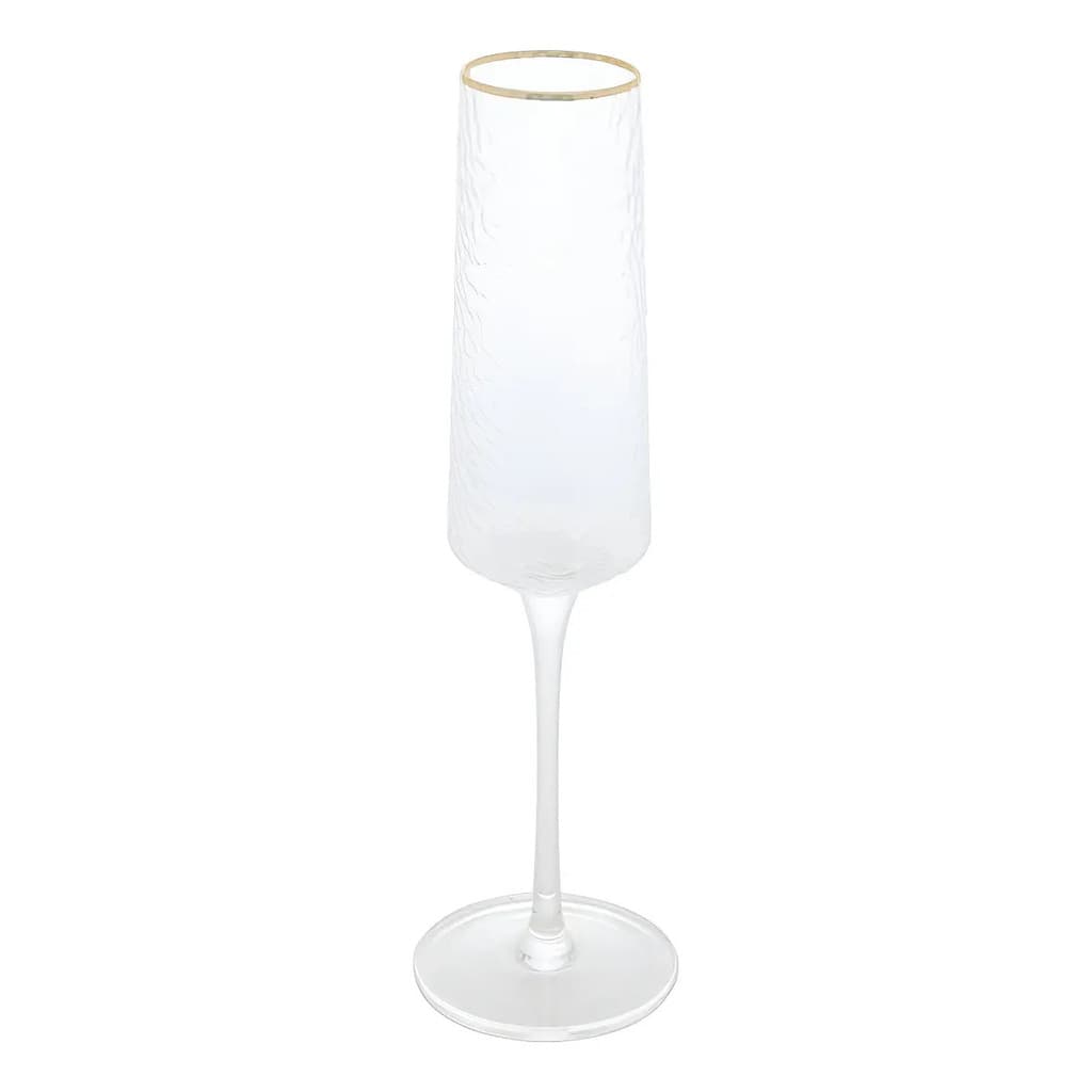 Taça De Champanhe Lyor Vidro Cristal Com Fio De Ouro 300ml