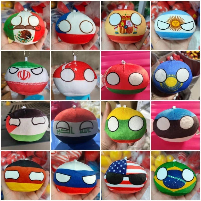 JAMXUN 70 Estilos 10cm País Bola Brinquedos De Pelúcia Polônia Pingente Bolas Countryball Boneca Brinquedo Presente De N