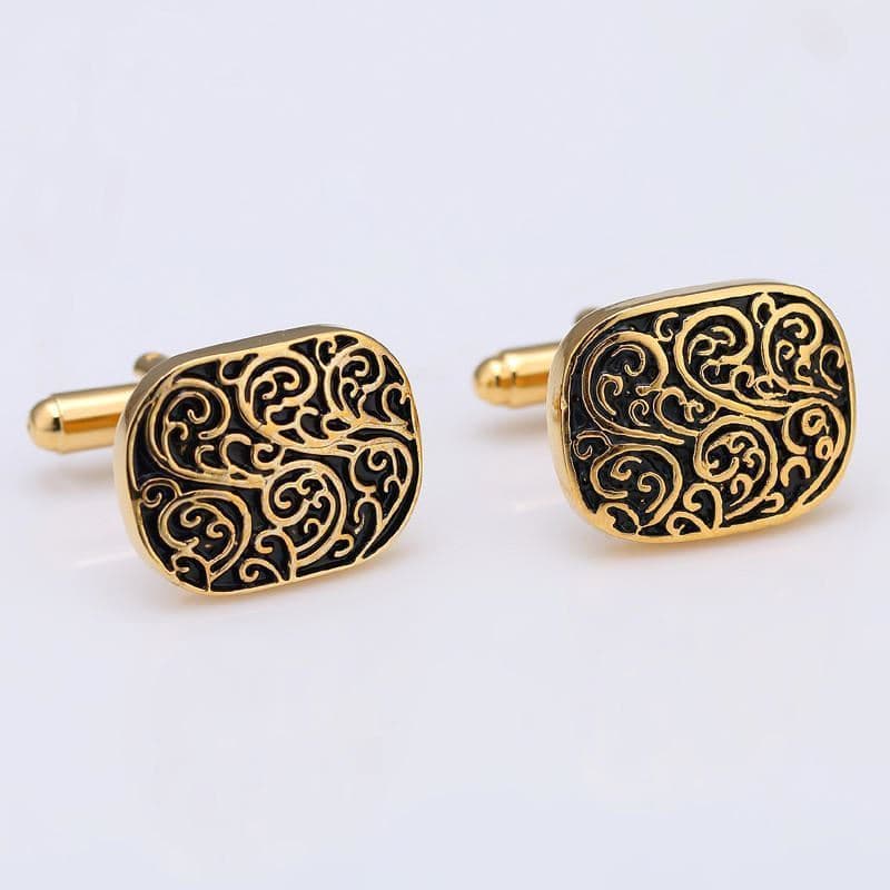 Abotoaduras masculinas luz luxo dourado real padrão romano abotoaduras casamento manguito unhas botões de comércio exter