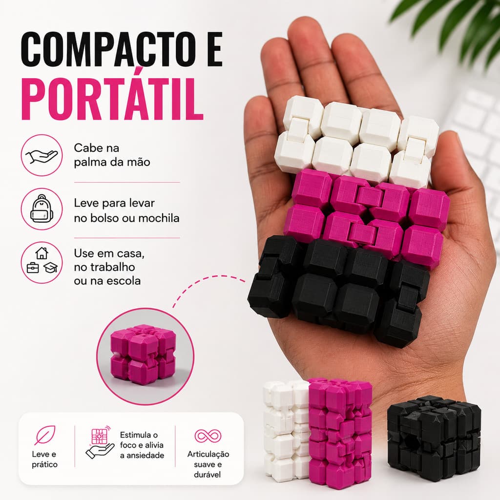 Dado Cubo Sensorial Fidget Toy Brinquedo Articulado Interativo Flexível Relaxante Ansiedade Infantil Adulto Autismo TDAH