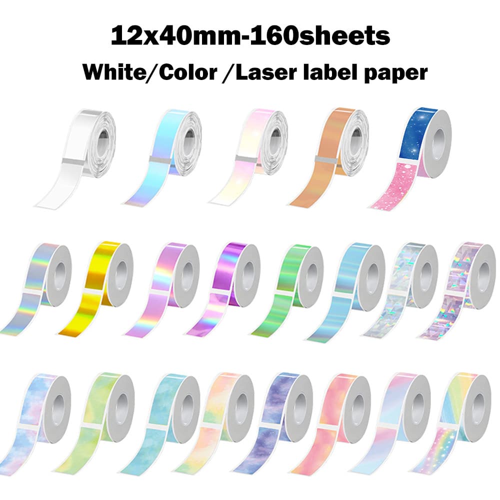 1 Rolo De Etiqueta Autoadesiva 12x40mm Papel Térmico Para Impressora De Etiquetagem De Escritório P12/P15/P50/Q30/D30 Ki