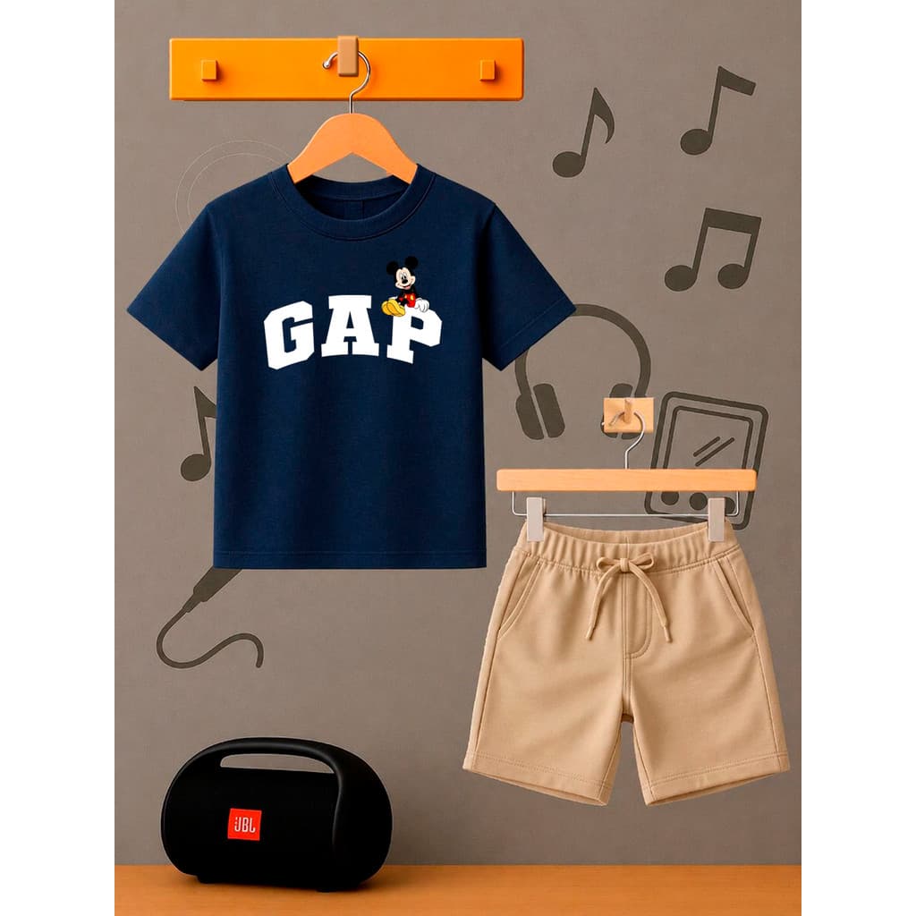 Conjunto Infantil GP MIKEY Menino Camiseta e Bermuda Roupa Criança Masculino Verão