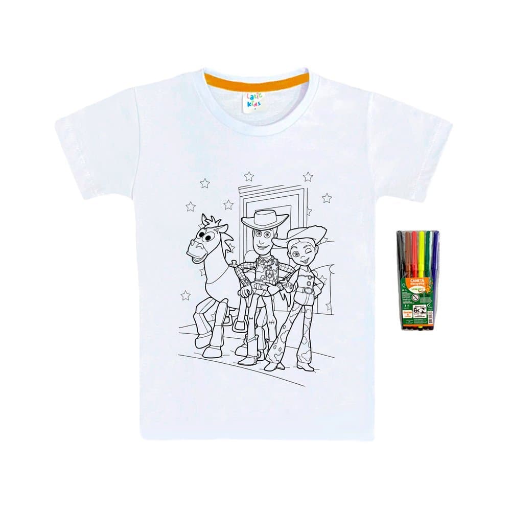 Camiseta Infantil Toy Story - Pinte e Lave - Latic Kids