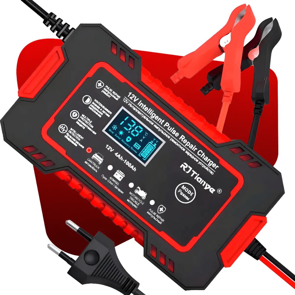 Arrancador de Carro 12V Portátil Power Bank p/ Carro e Moto c/ Lanterna e Tela LCD Recarregável