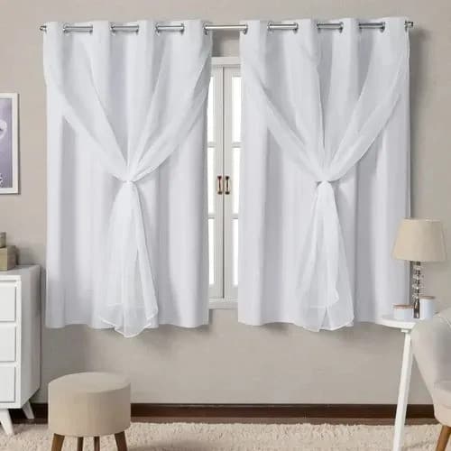 Cortina Branca Janela Com Forro Blackout 2,00x1,30m Com Voil