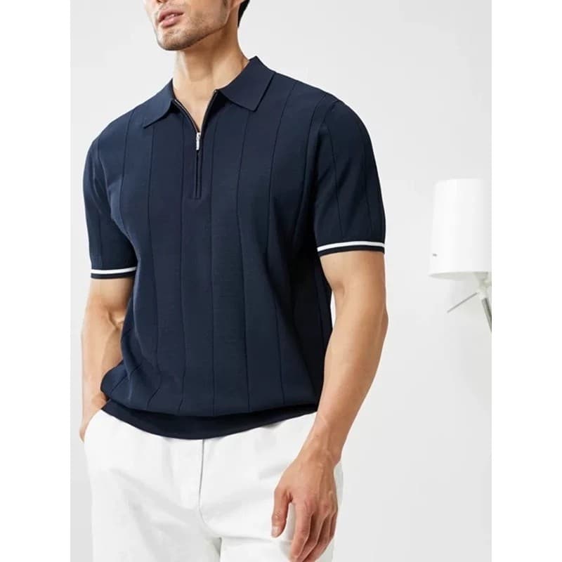 Camisa polo masculina de malha de algodão mercerizado de alta qualidade, produtos europeus, respirável, seco, manga curt